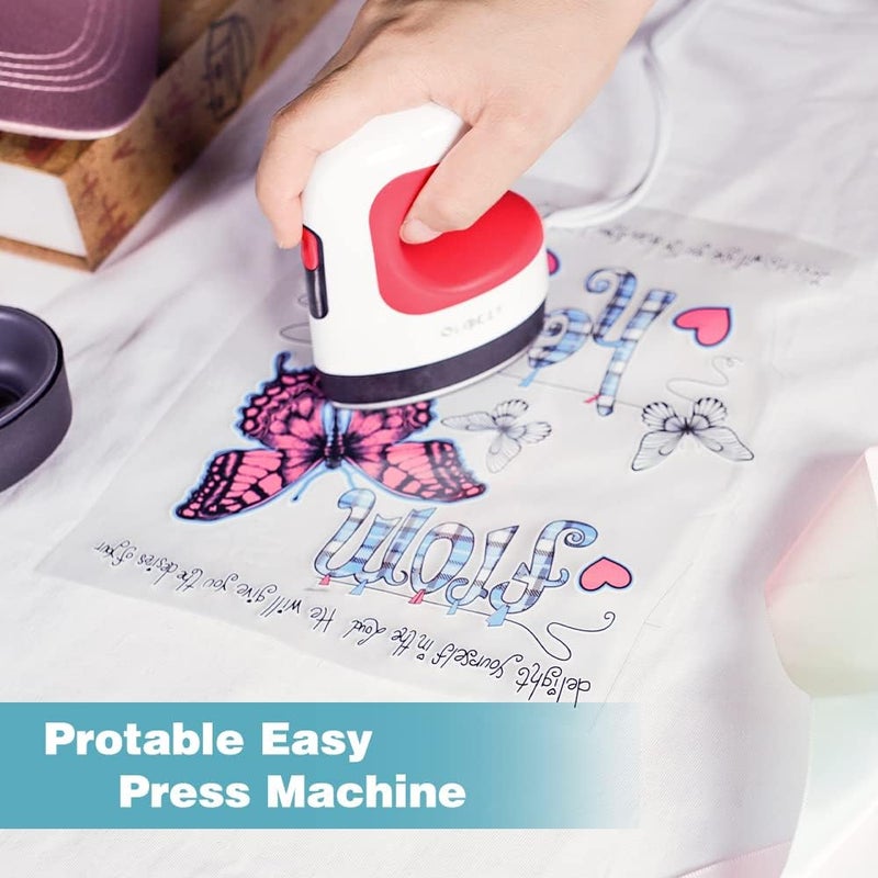 QuuCLY Mini Heat Press Machine, Mini Irons for Crafts,Portable Heat Press Easy for T-Shirts, Shoes, Hats and Small HTV Vinyl Projects Transfer(Red) - Image 2